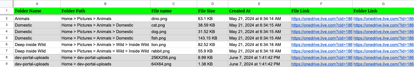 drive explorer for onedrive - listing onedrive files on a google sheet
