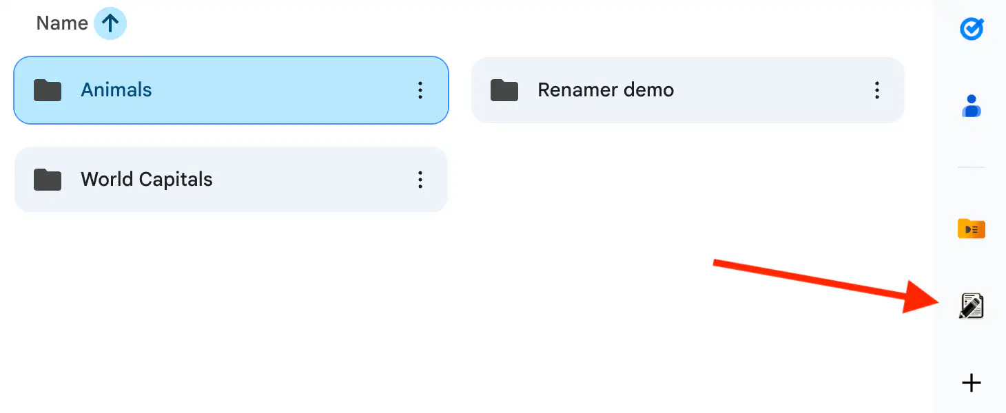 selecting a google drive folder to rename the files within it